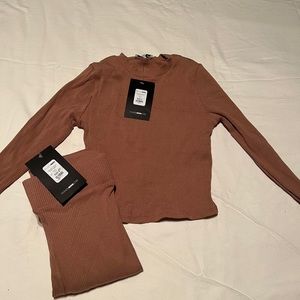 Tan/brown, ribbed legging set